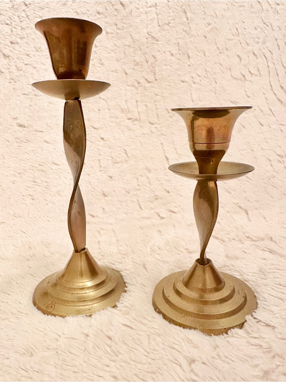 Vintage Solid Brass Candleholders Set of 2